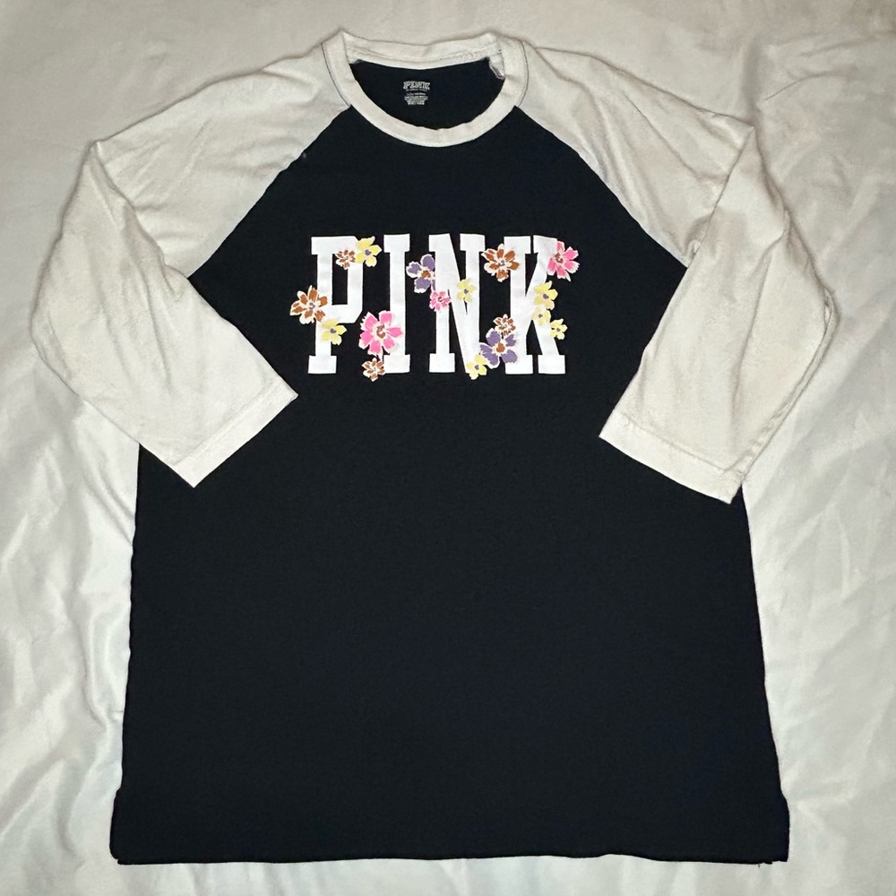 PINK Baseball style logo Tee